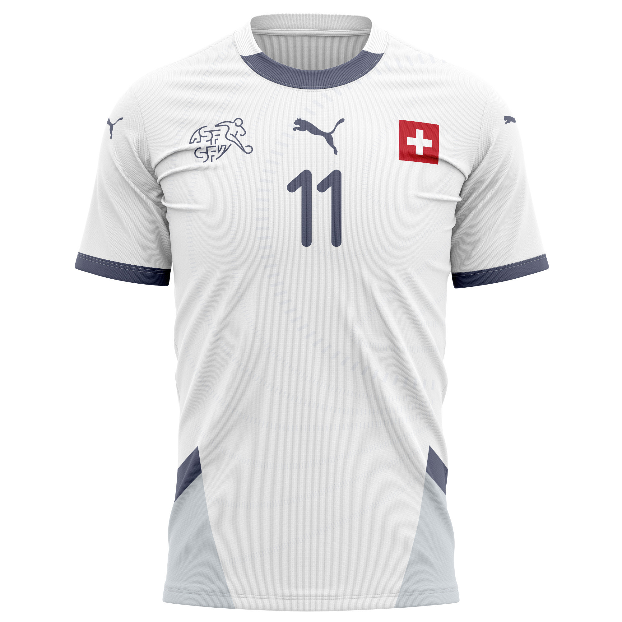 Renato Steffen 11 Switzerland National Team 2024/25 Away Kits AOP T-shirt - White