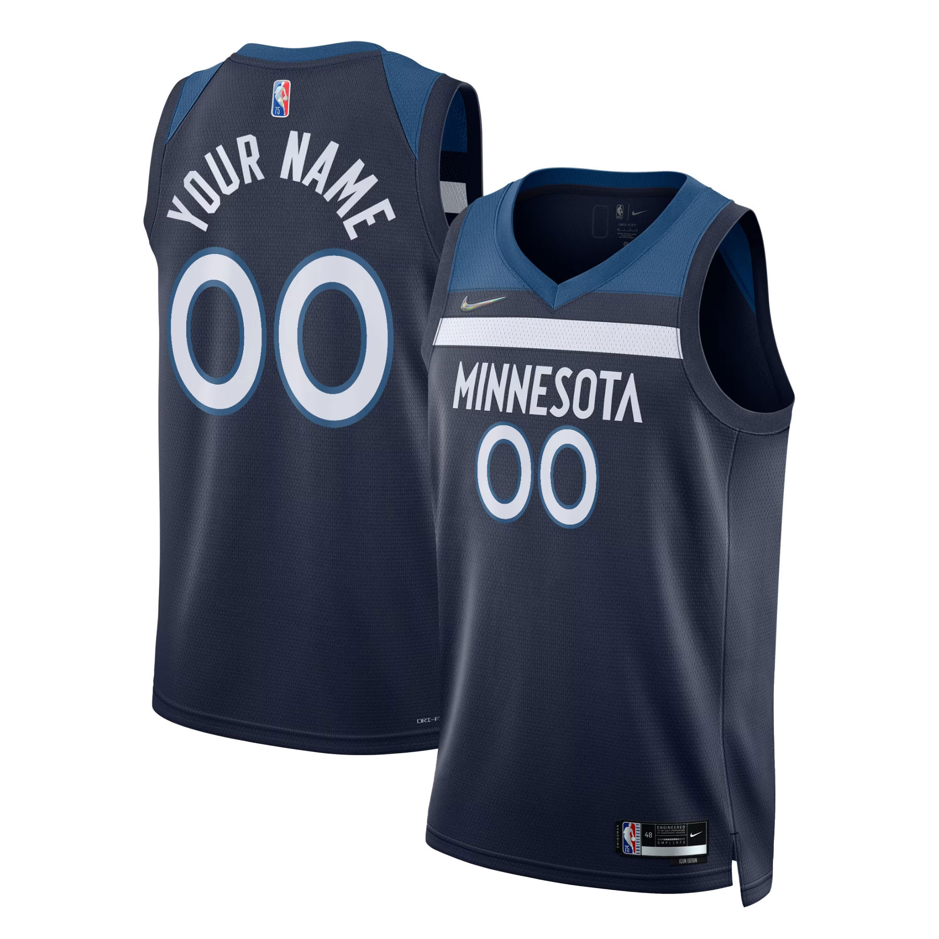 Minnesota Timberwolves  2021\/22 Diamond Swingman Custom Jersey - Icon Edition - Navy