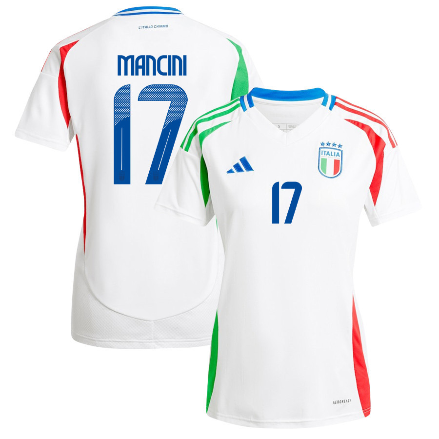 Gianluca Mancini 17 Italy National Team 2024/25 Away Women Jersey - White