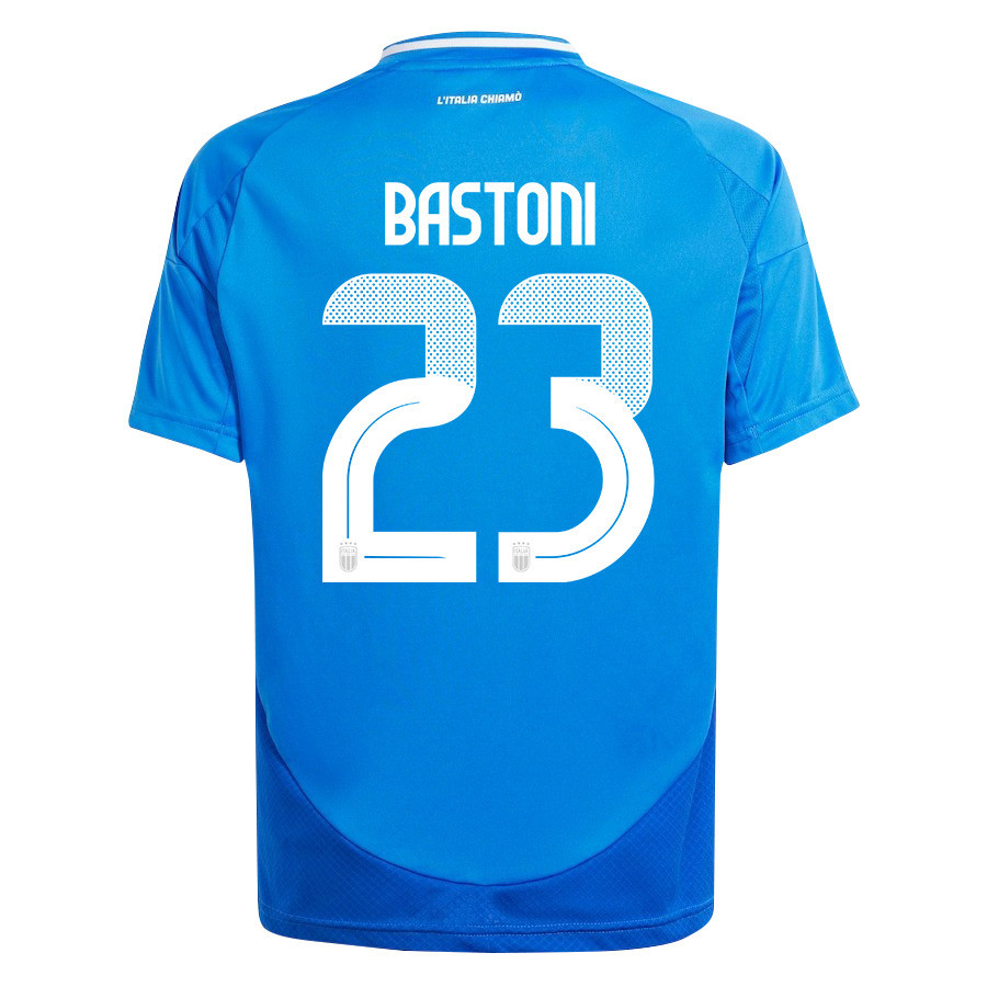 Alessandro Bastoni 23 Italy National Team 2024/25 Home YOUTH Jersey - Blue