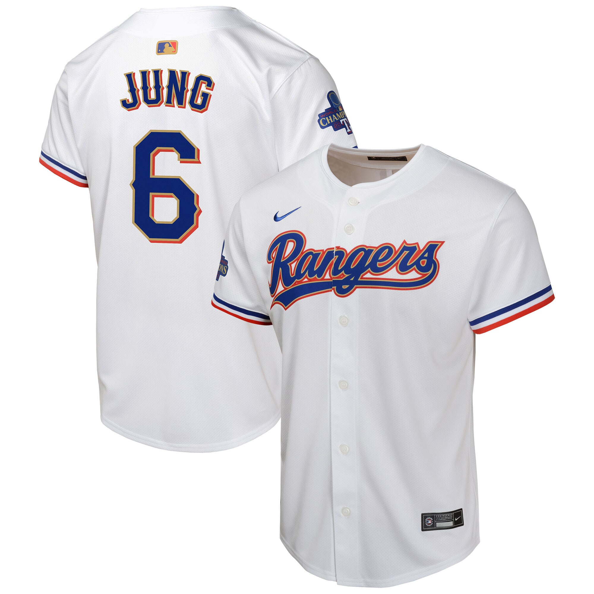Josh Jung Texas Rangers  Youth 2024 Gold Collection Limited Player Jersey\u00c2\u00a0\u00e2\u20ac\u201c White