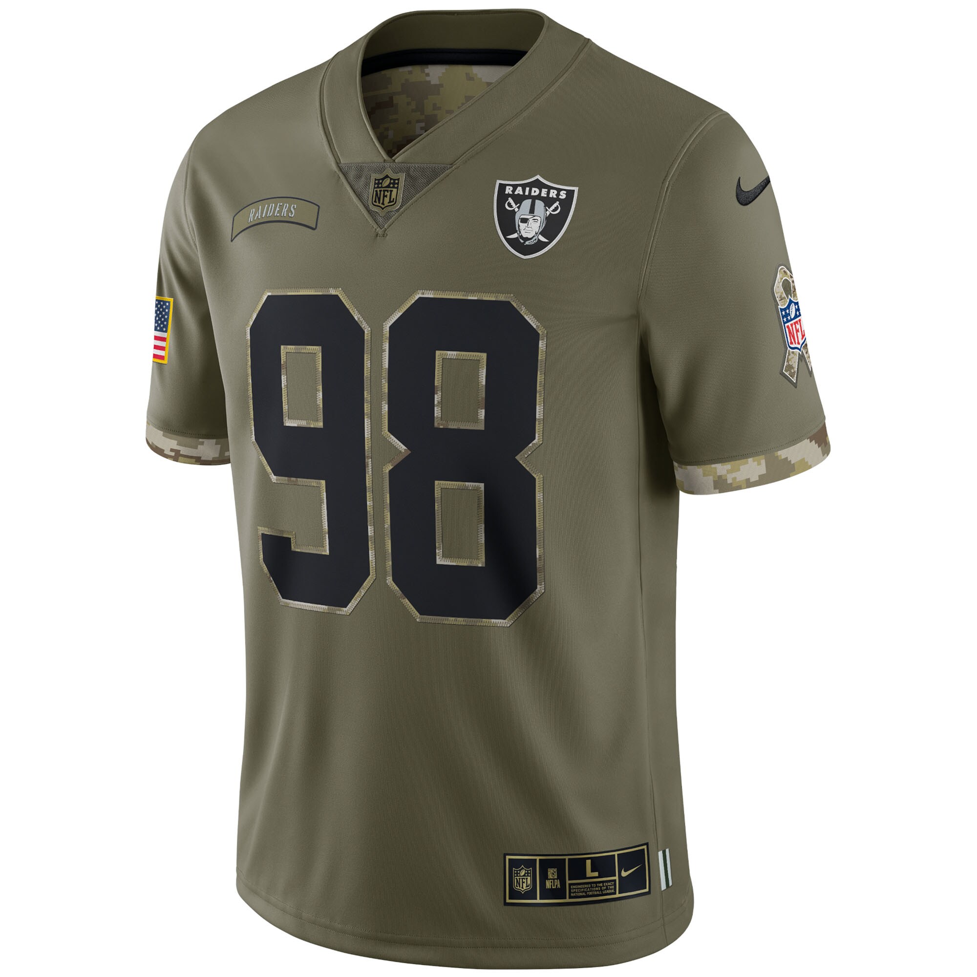 Maxx Crosby Las Vegas Raiders  2022 Salute To Service Limited Jersey - Olive