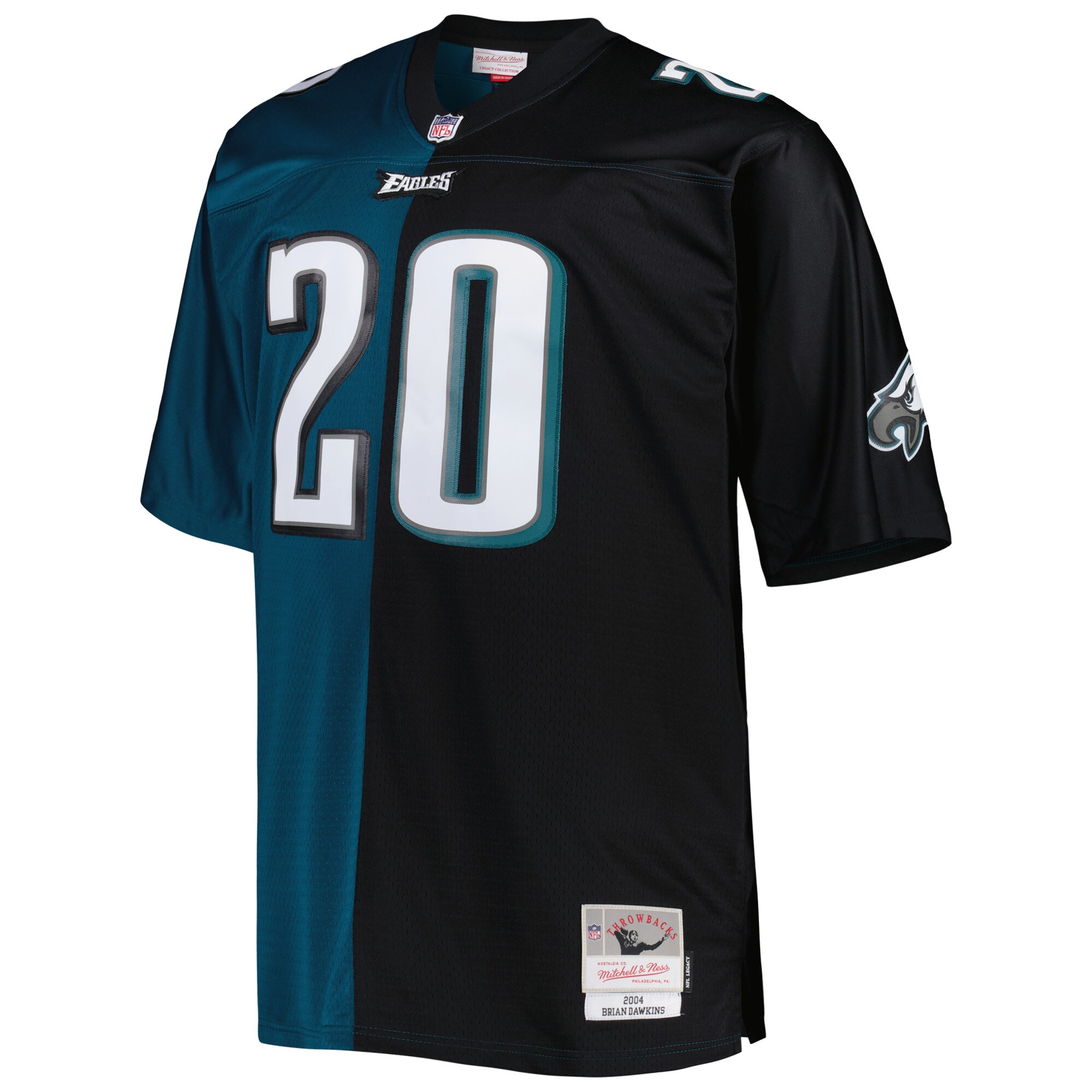 Brian Dawkins Philadelphia Eagles Mitchell & Ness Big & Tall Split Legacy Retired Player Replica Jersey - Midnight Green\/Black