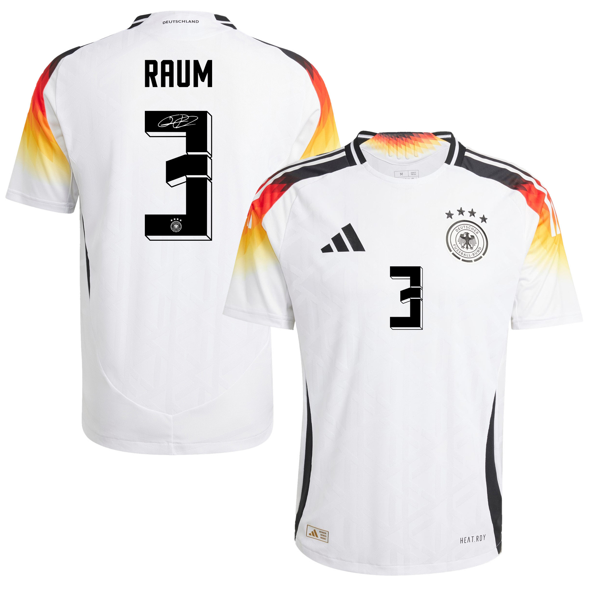 David Raum 3 Signed Germany National Team 2024/25 Home Jersey Autographed - Men