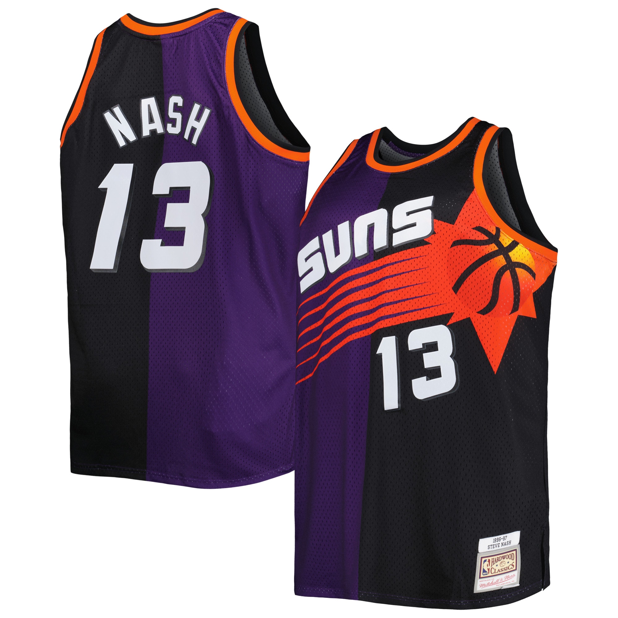 Steve Nash Phoenix Suns Mitchell & Ness Big & Tall Hardwood Classics 1996\/97 Split Swingman Jersey - Purple\/Black