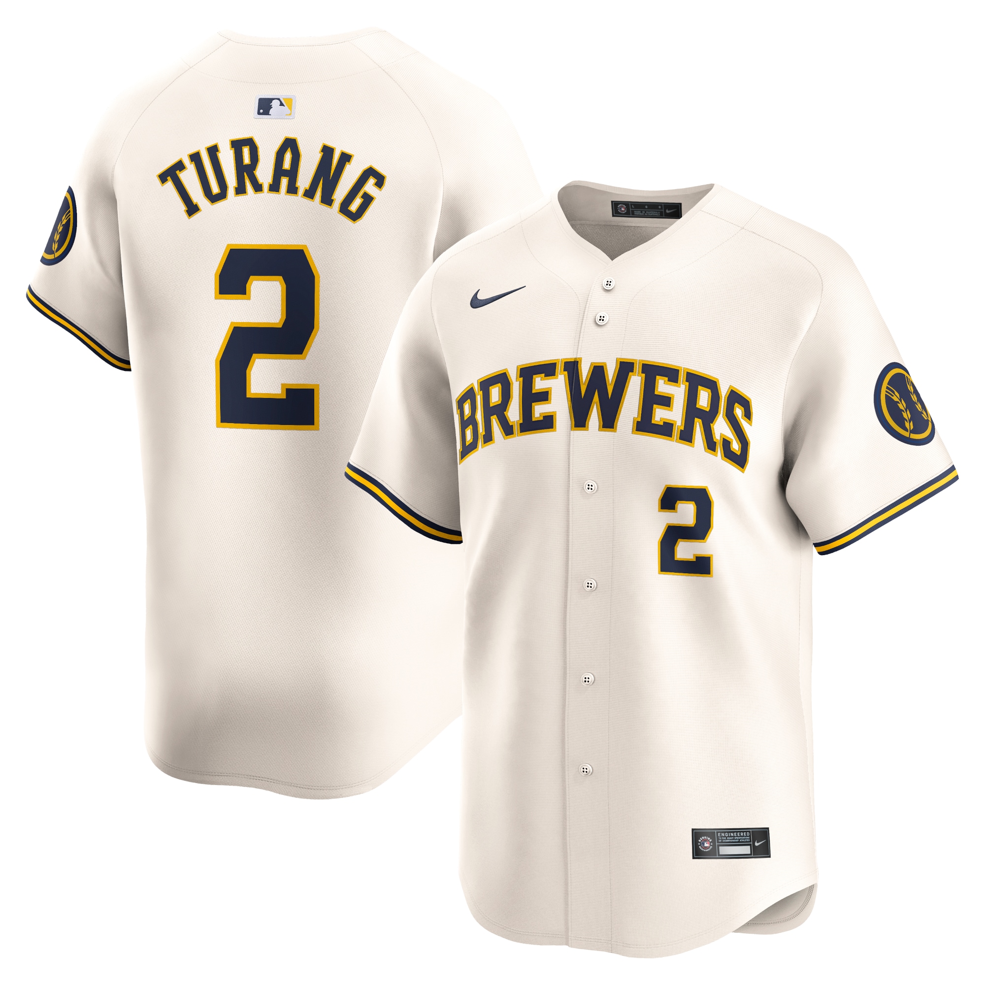 Brice Turang Milwaukee Brewers  Home Limited Player Jersey - Cream
