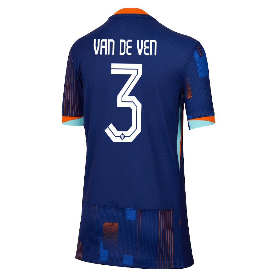 Micky van de Ven 3 Netherlands National Team 2024/25 Away YOUTH Jersey - Navy