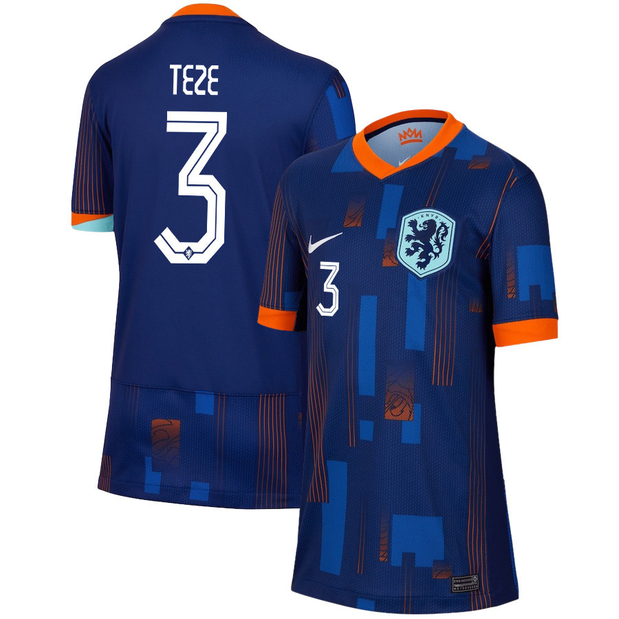 Jordan Teze 3 Netherlands National Team 2024/25 Away YOUTH Jersey - Navy