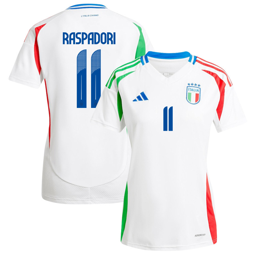 Giacomo Raspadori 11 Italy National Team 2024/25 Away Women Jersey - White