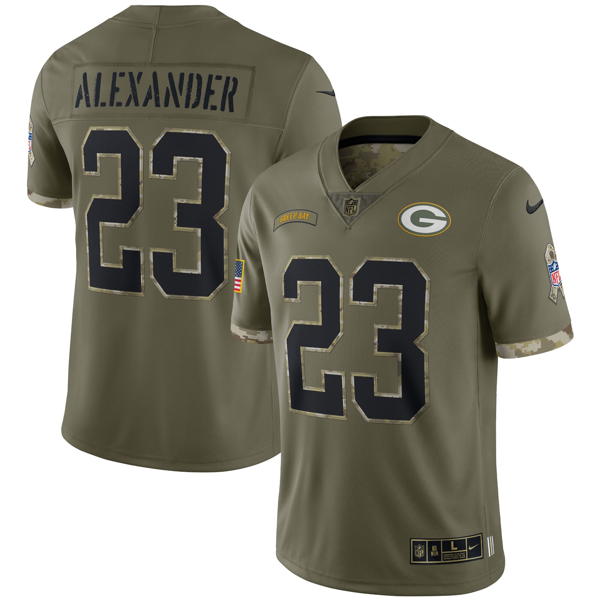 Jaire Alexander Green Bay Packers  2022 Salute To Service Limited Jersey - Olive