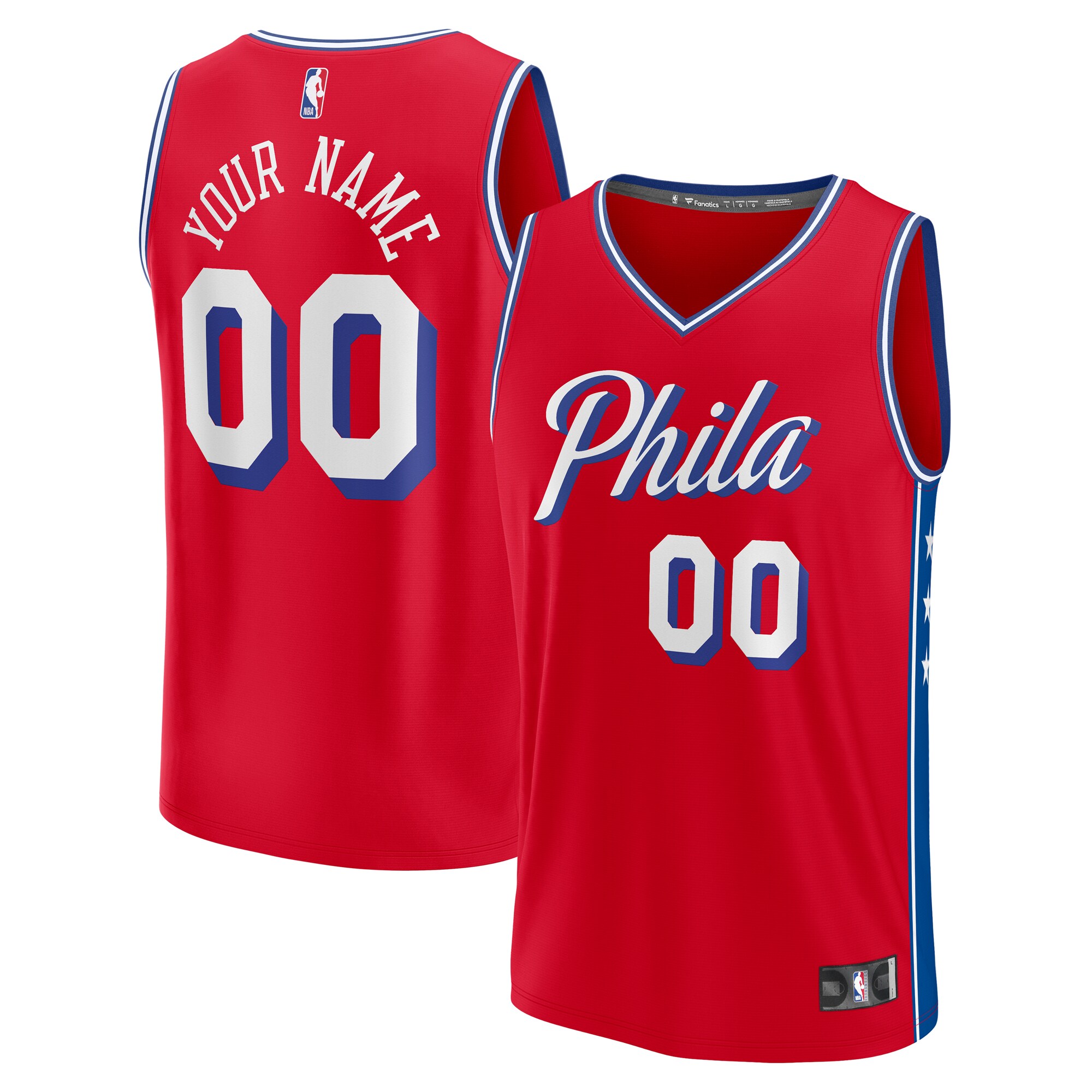 Philadelphia 76ers Fanatics Youth Fast Break Replica Custom Jersey - Statement Edition - Red
