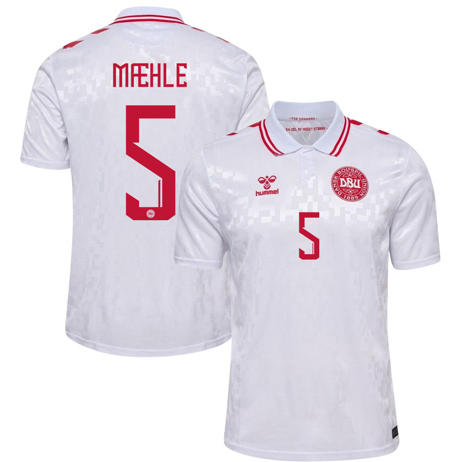 Joakim Mæhle 5 Denmark National Team 2024/25 Away Men Jersey - White