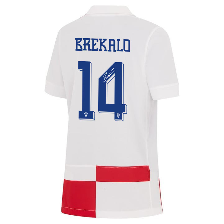 Josip Brekalo 14 Signed Croatia National Team 2024 Home YOUTH Jersey Autographed - White