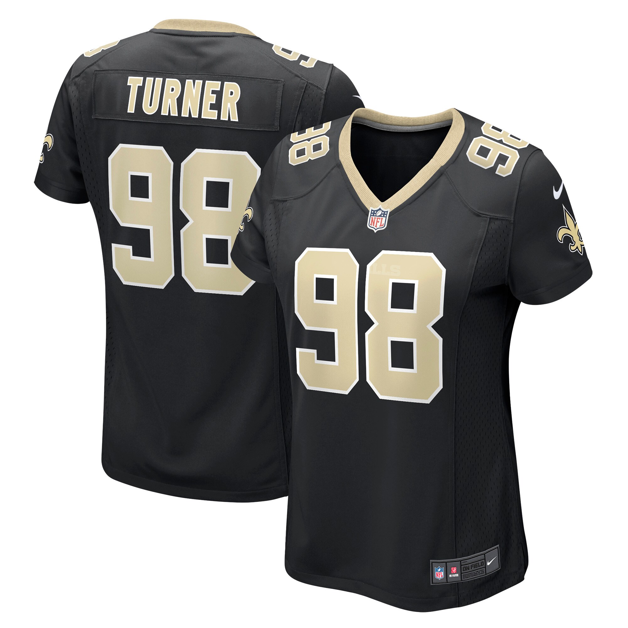 Payton Turner New Orleans Saints  Women's Game Jersey - Black