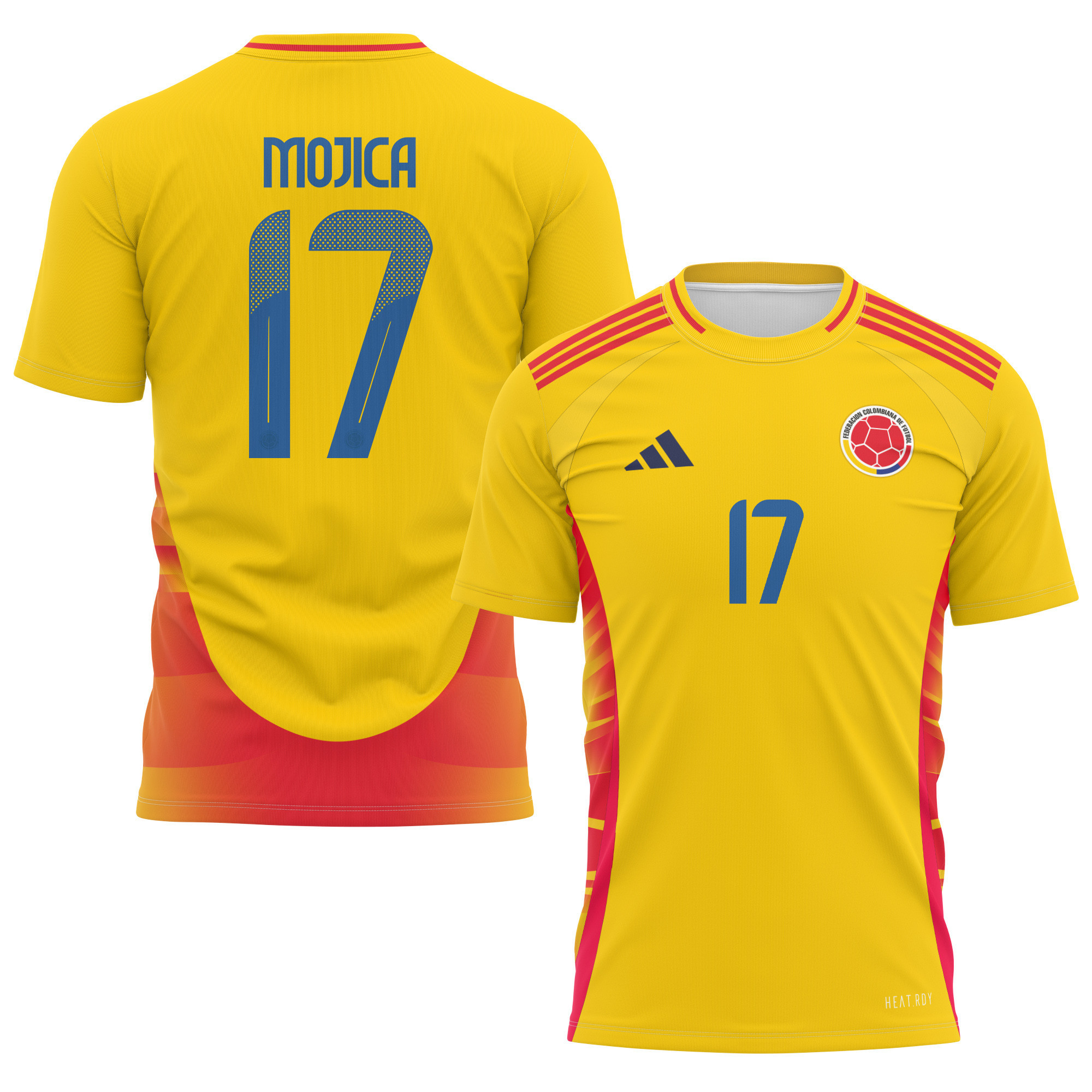 Johan Mojica 17 Colombia National Team 2024 Home Kits AOP T-shirt - Yellow