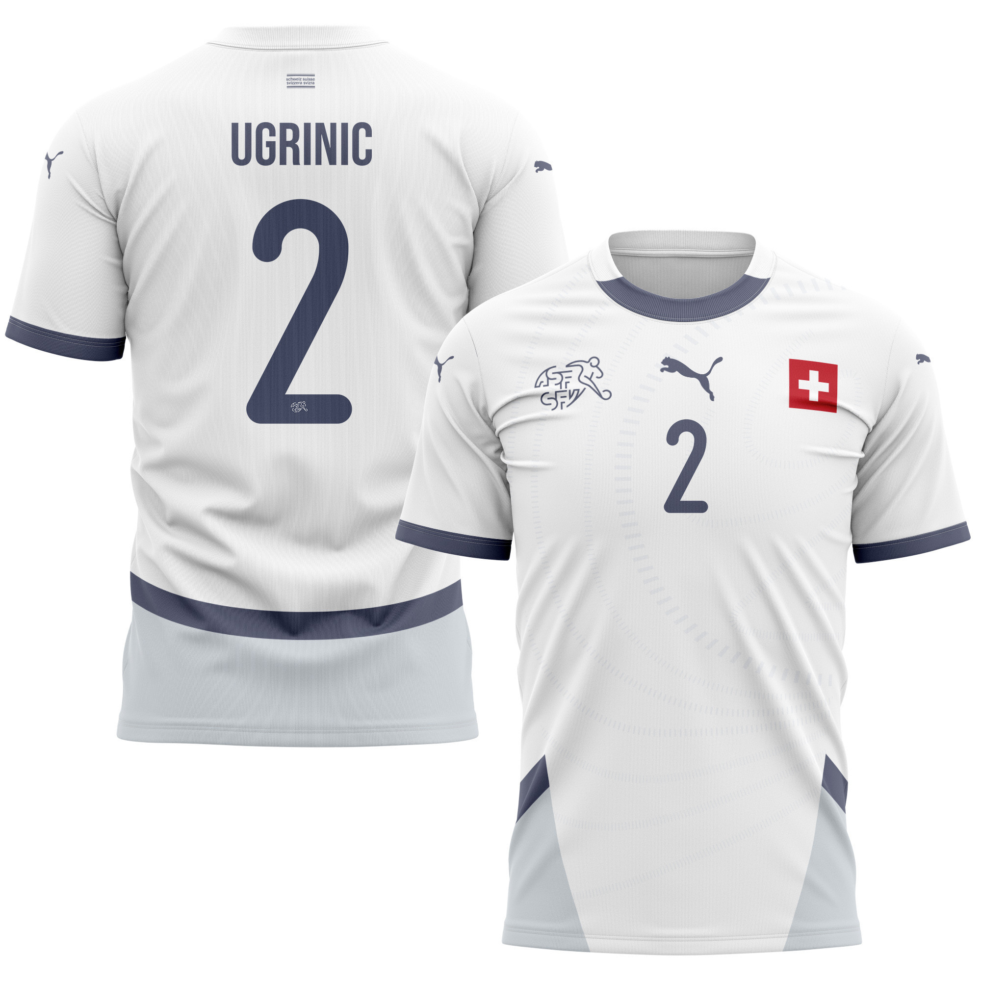 Filip Ugrinic 2 Switzerland National Team 2024/25 Away Kits AOP T-shirt - White