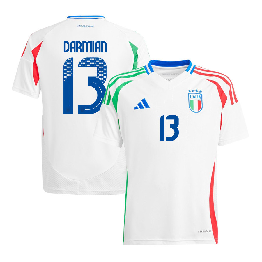 Matteo Darmian 13 Italy National Team 2024/25 Away YOUTH Jersey - White