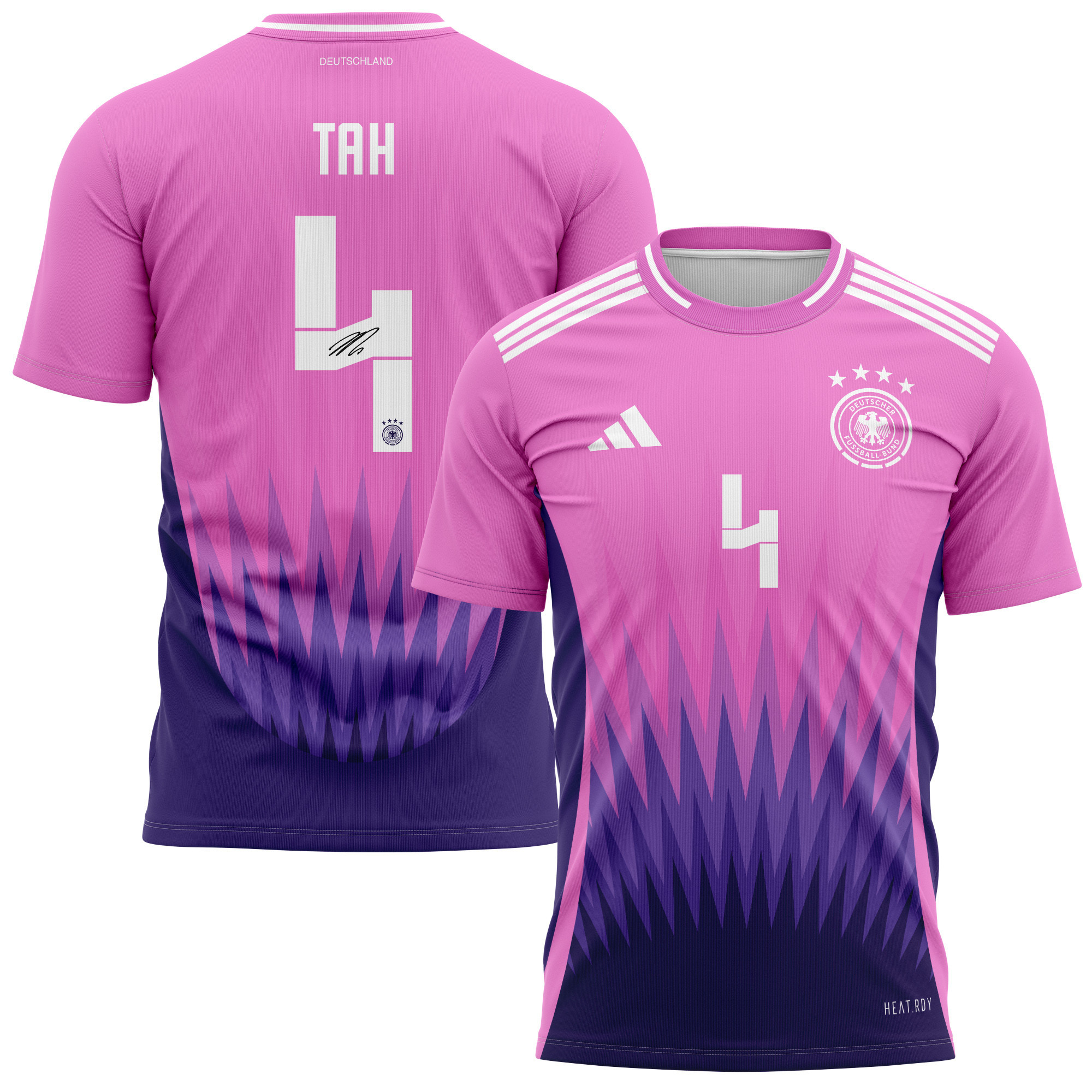 Jonathan Tah 4 Signed Germany National Team 2024 Away Kits AOP T-shirt Autographed- Purple