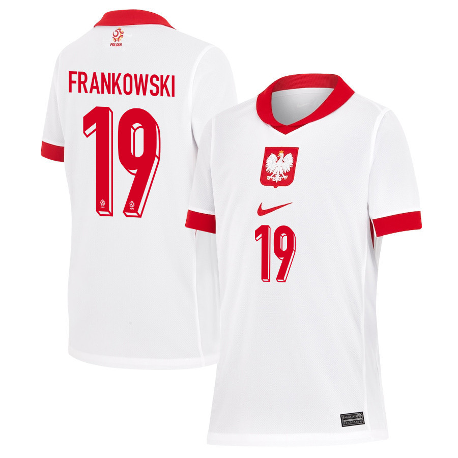 Przemysław Frankowski 19 Poland National Team 2024/25 Home YOUTH Jersey - White