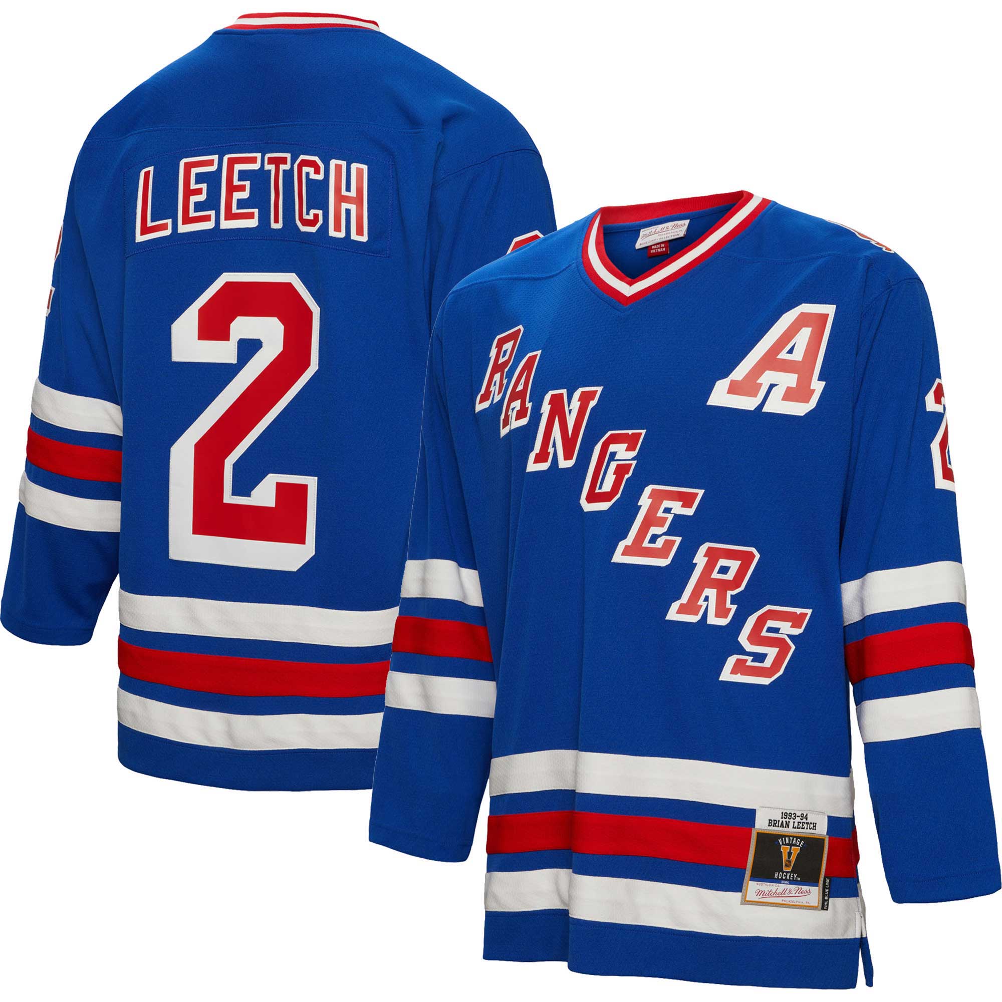 Brian Leetch New York Rangers Mitchell & Ness Alternate Captain Patch 1993\/94 Blue Line Player Jersey - Blue