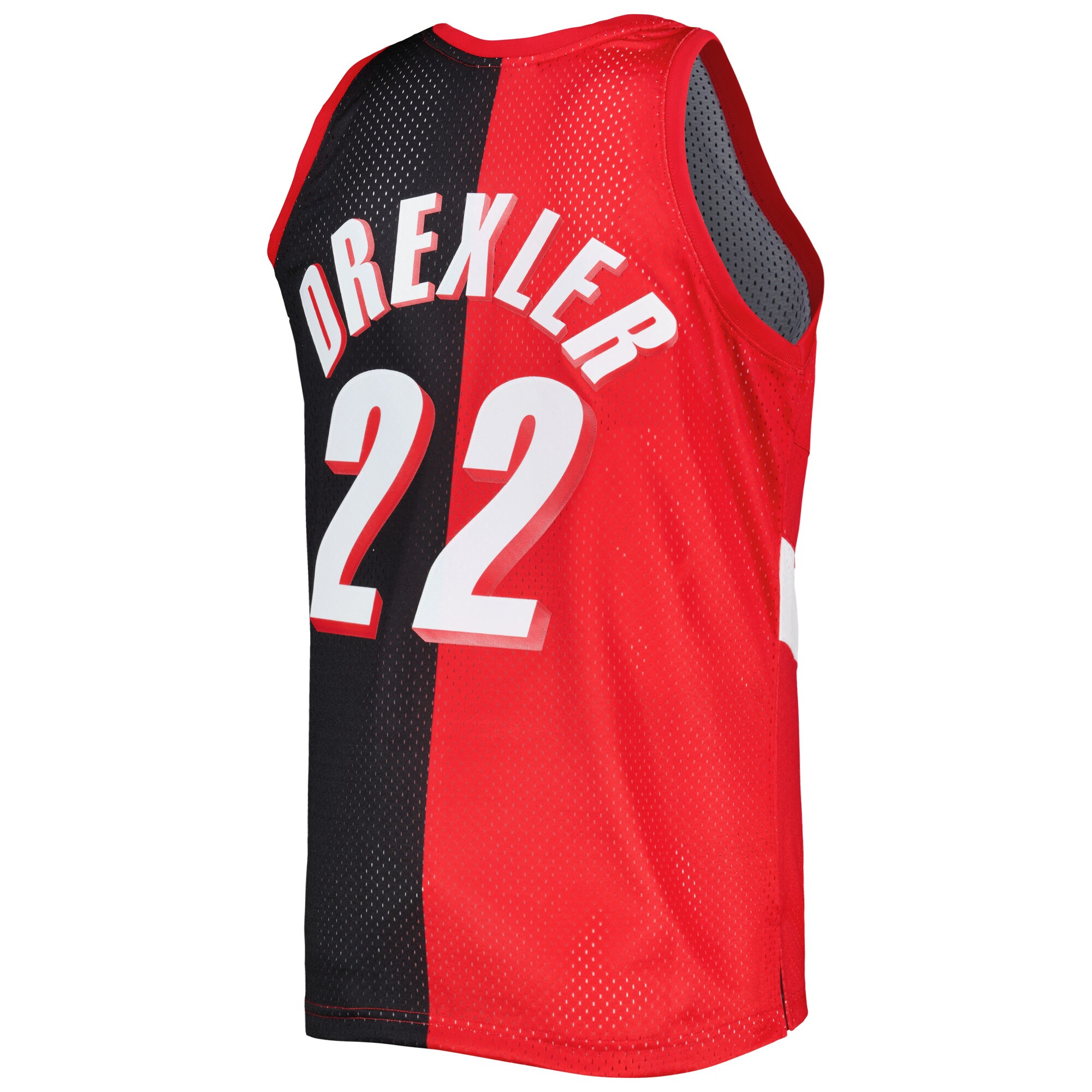Clyde Drexler Portland Trail Blazers Mitchell & Ness Hardwood Classics 1991\/92 Split Swingman Jersey - Red\/Black