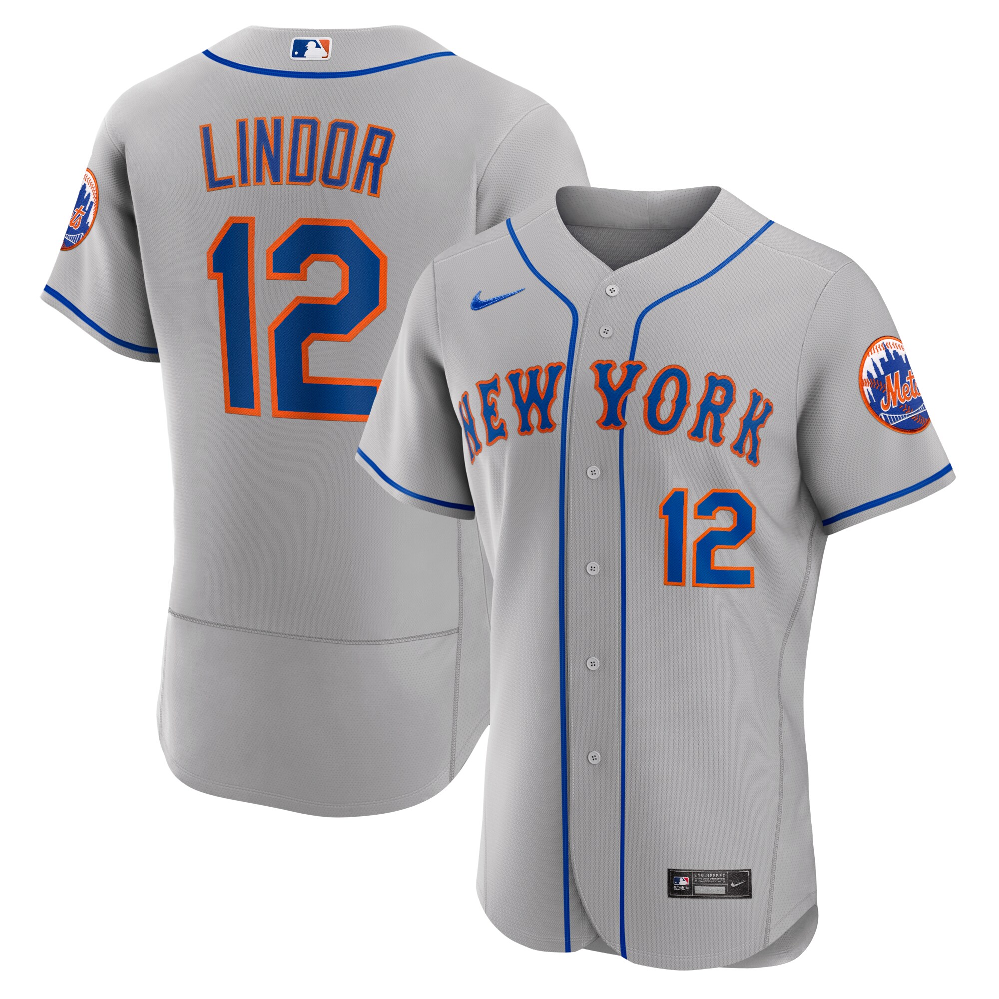 Francisco Lindor New York Mets  Road Authentic Player Jersey - Gray