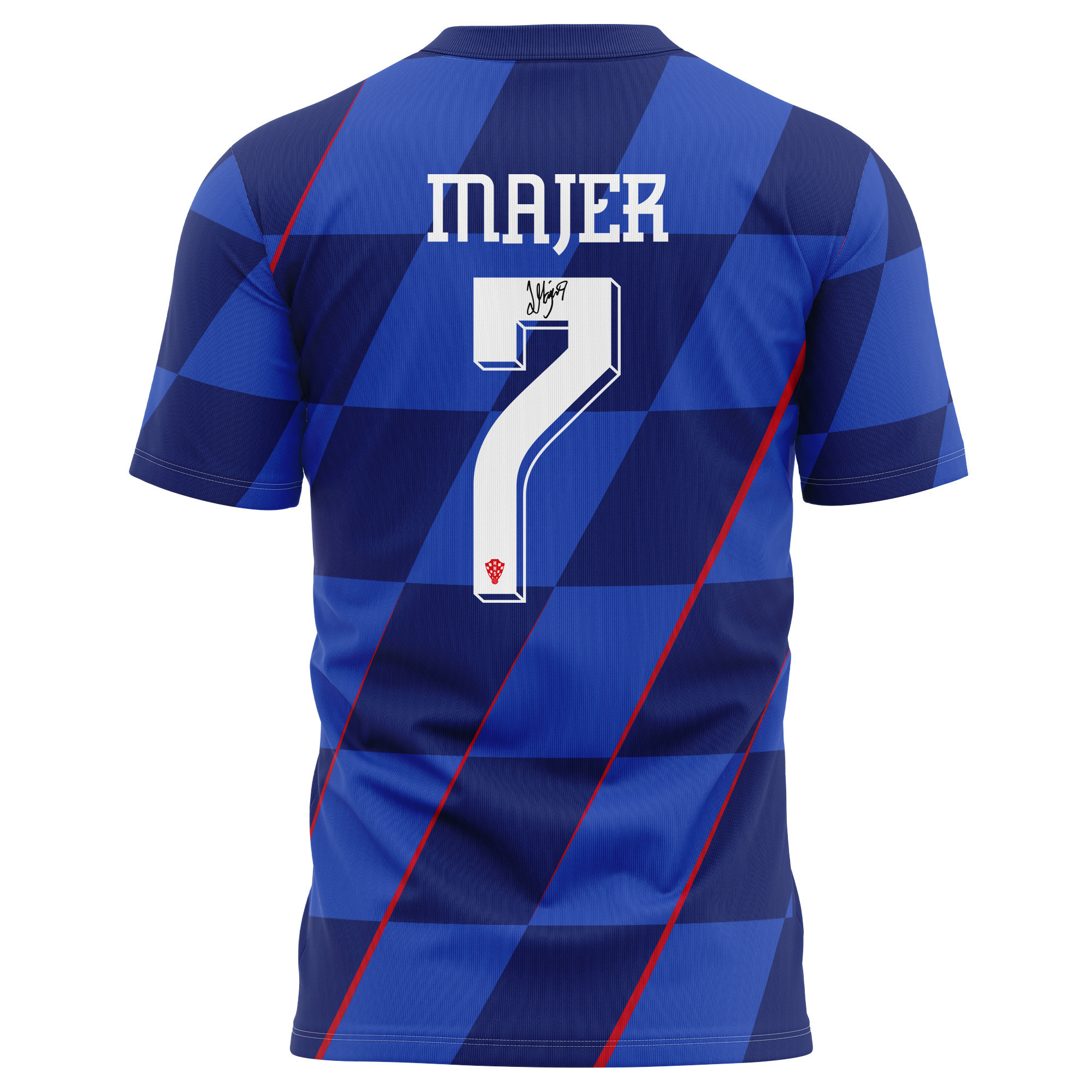 Lovro Majer 7 Signed Croatia National Team 2024/25 Away Kits AOP T-shirt Autographed - Navy