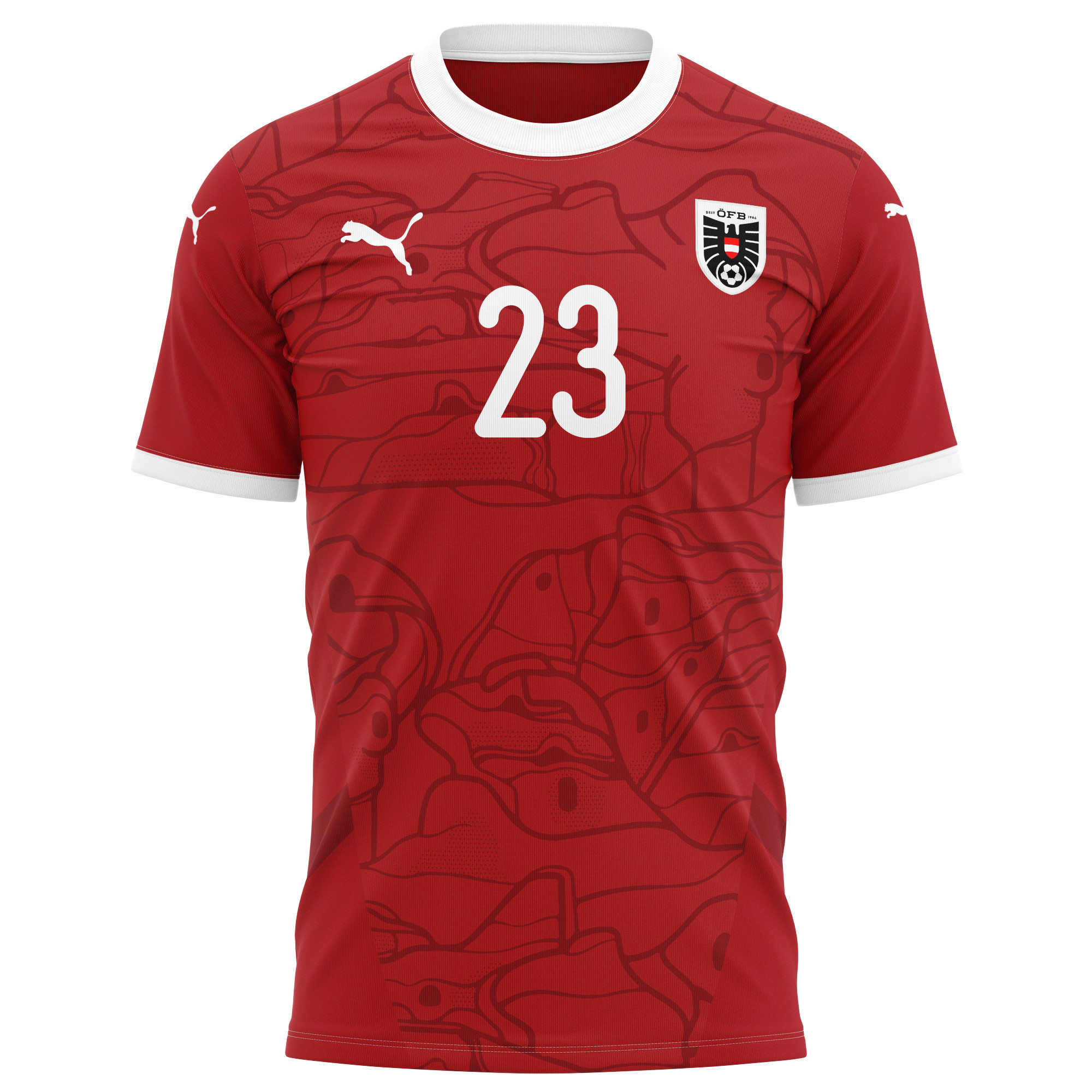 Manprit Sarkaria 23 Austria National Team 2024/25 Home Kits AOP T-shirt - Red