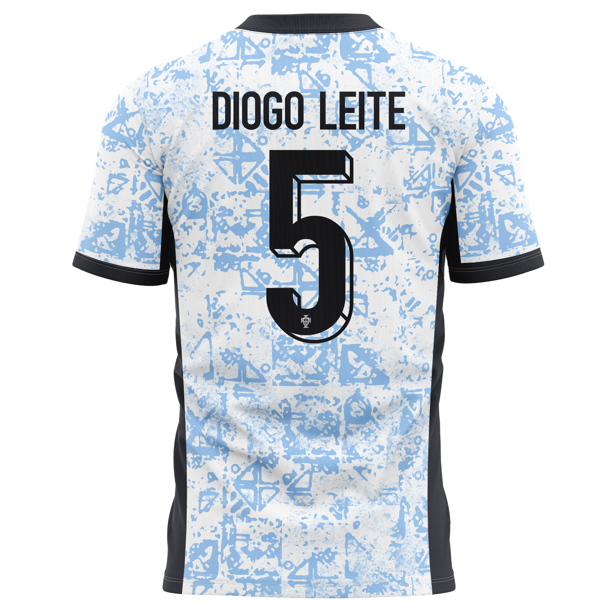 Diogo Leite 5 Portugal National Team 2024/25 Away Kits AOP T-shirt - Cream/Blue