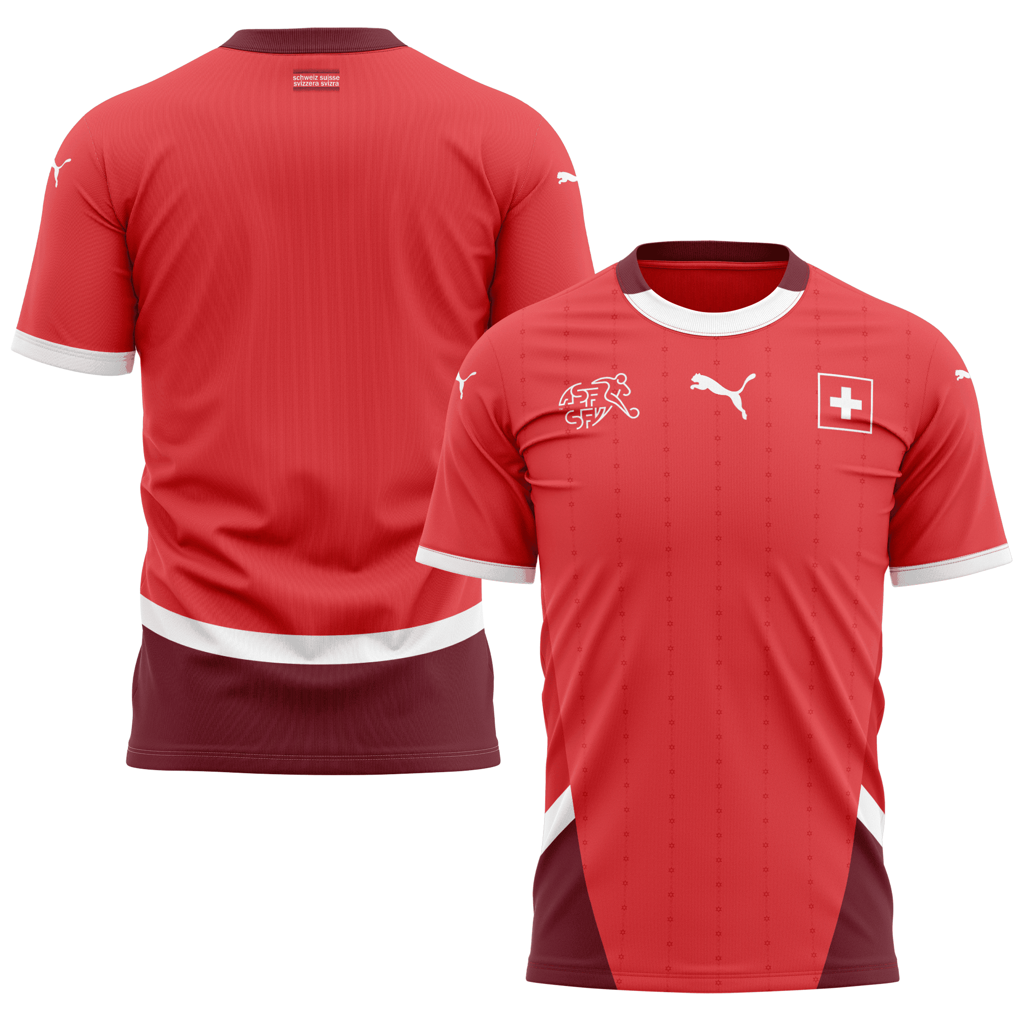 Switzerland National Team 2024 Home Kits AOP T-shirt - Red