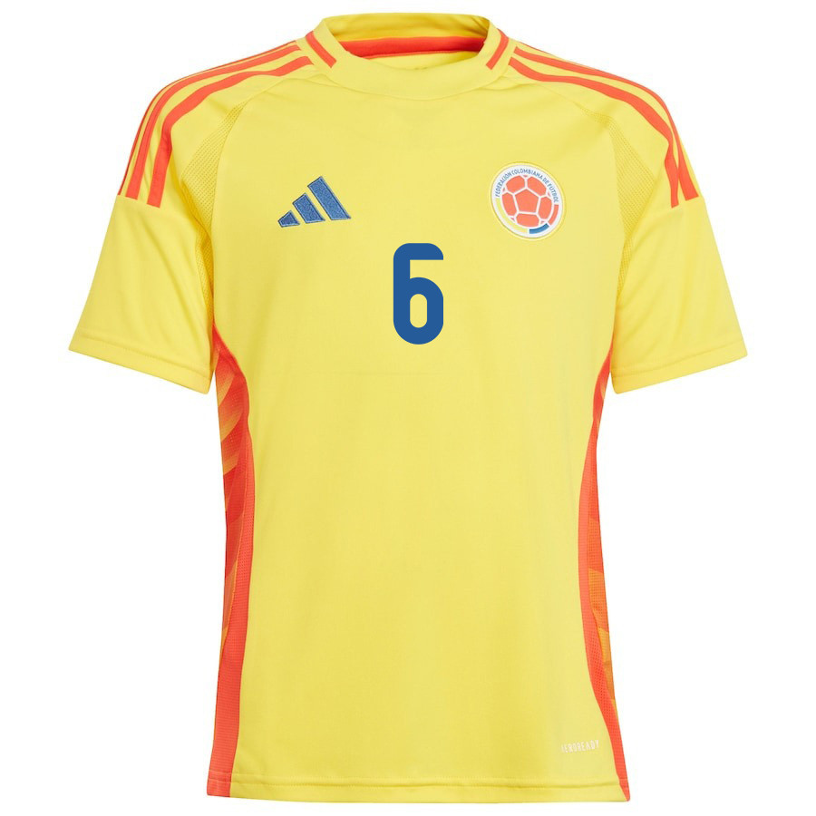 Richard Rios 6 Colombia National Team 2024/25 Home YOUTH Jersey - Yellow