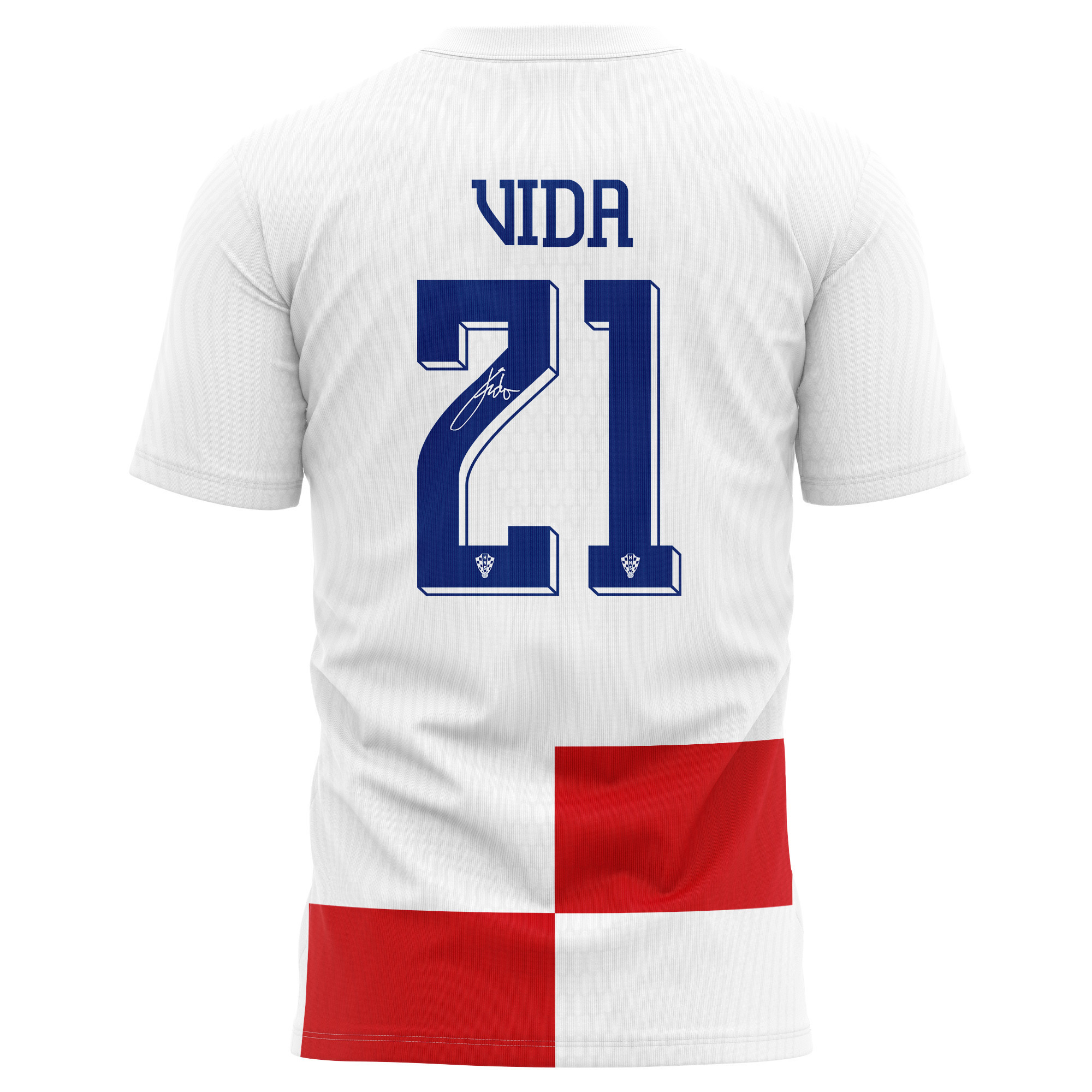 Domagoj Vida 21 Signed Croatia National Team 2024/25 Home Kits AOP T-shirt Autographed - White