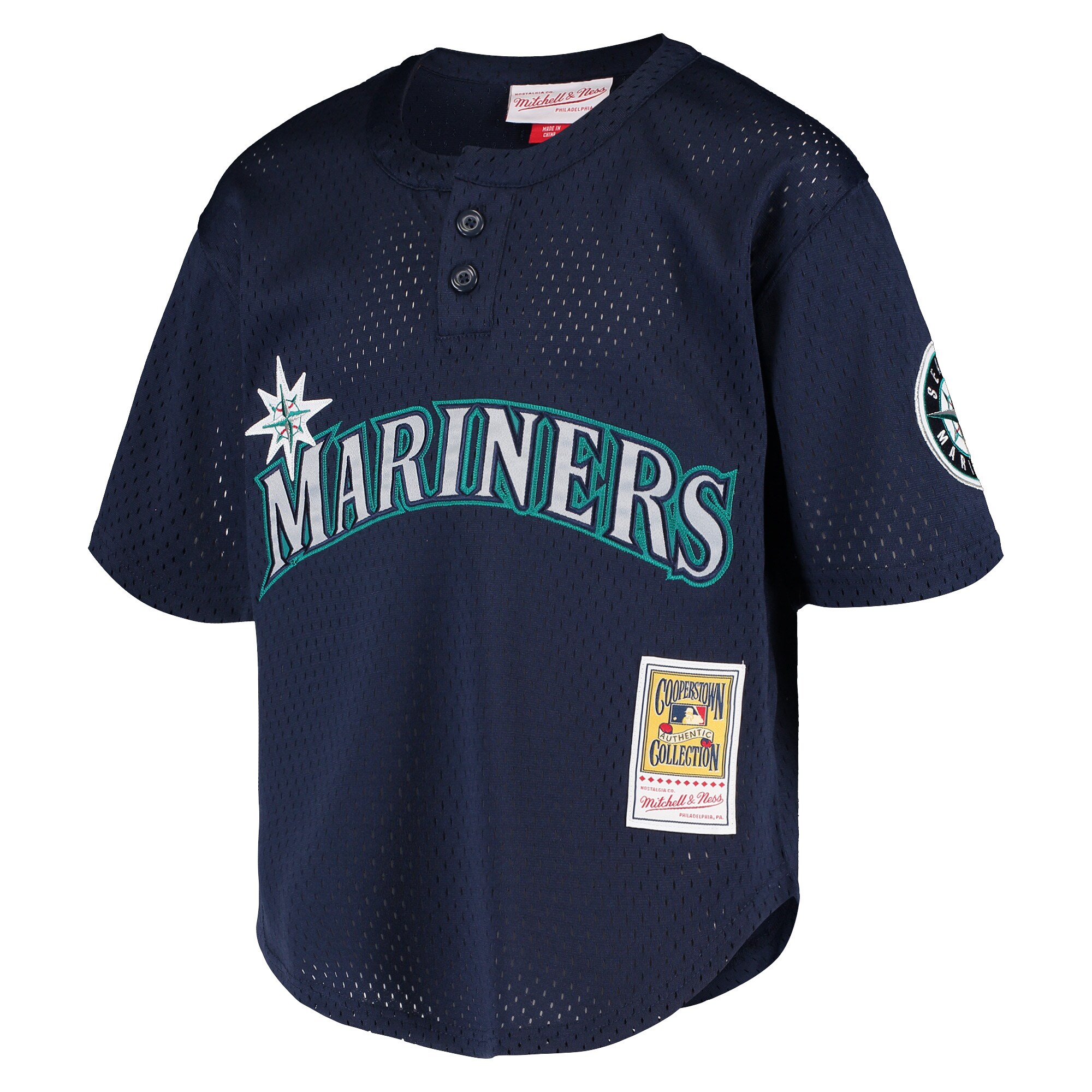 Ken Griffey Jr. Seattle Mariners Mitchell & Ness Youth Cooperstown Collection Mesh Batting Practice Jersey - Navy