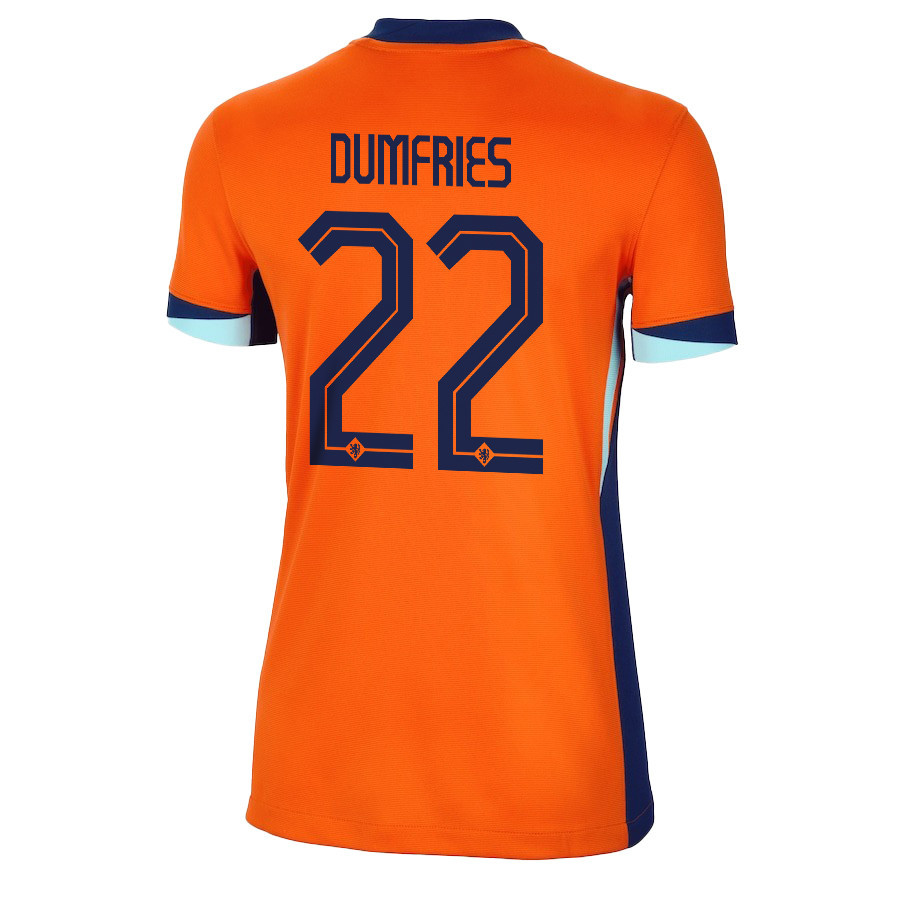Denzel Dumfries 22 Netherlands National Team 2024/25 Home WOMEN Jersey - Orange