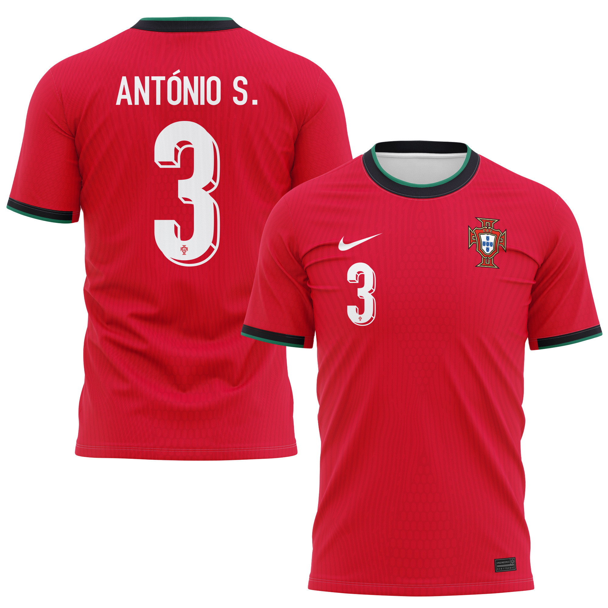 António Silva 3 Portugal National Team 2024/25 Home Kits AOP T-shirt - Red