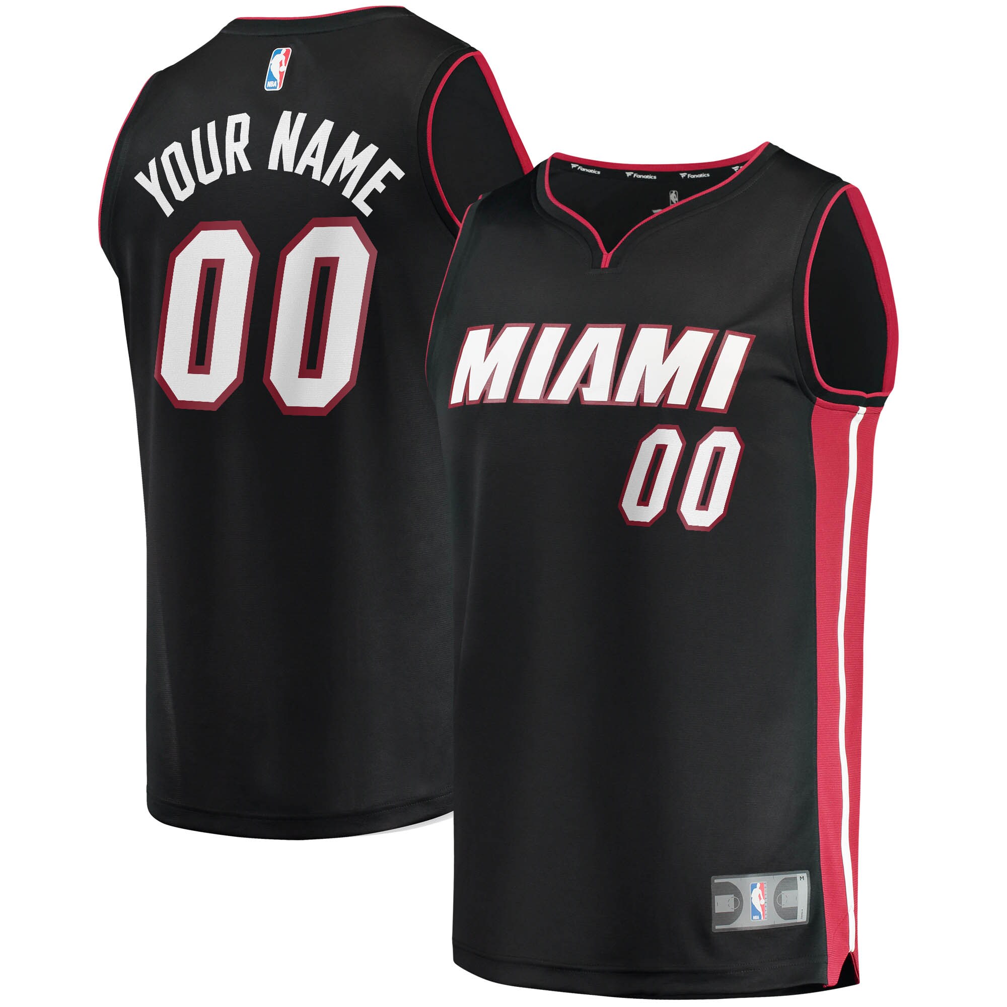 Miami Heat Fanatics Youth Fast Break Custom Replica Jersey Black - Icon Edition