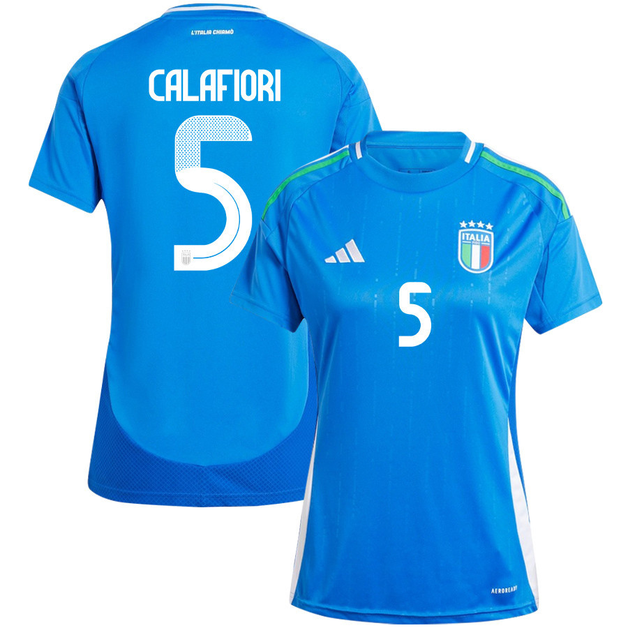 Riccardo Calafiori 5 Italy National Team 2024/25 Home Women Jersey - Blue