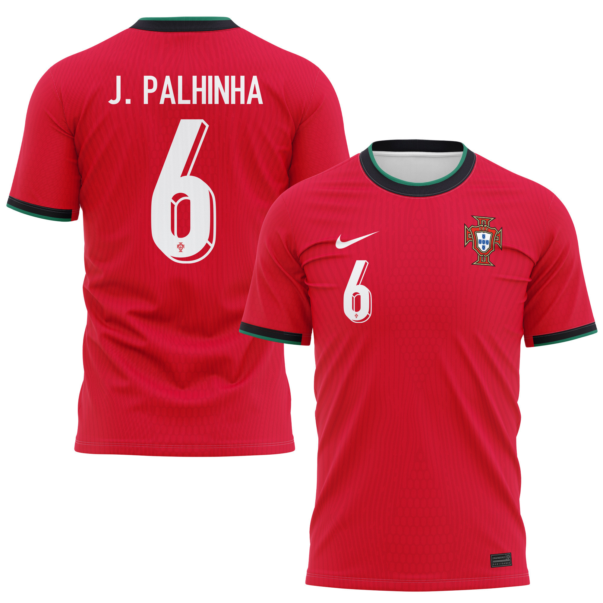João Palhinha 6 Portugal National Team 2024/25 Home Kits AOP T-shirt - Red
