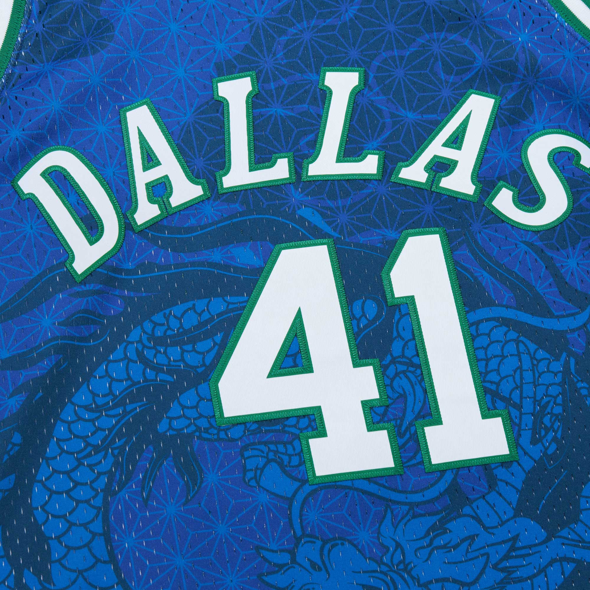Dirk Nowitzki Dallas Mavericks Mitchell & Ness 1998-2019 Hardwood Classics Asian Heritage 6.0 Swingman Throwback Player Jersey - Blue