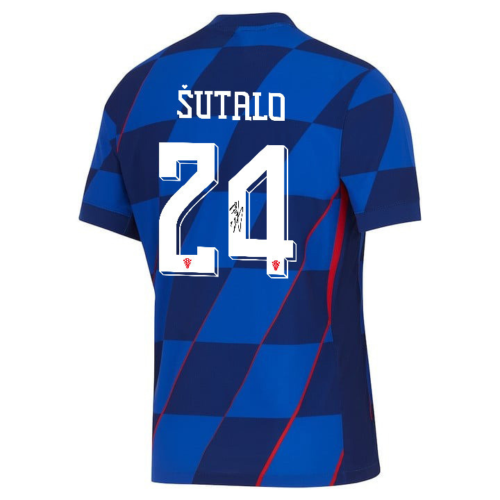 Josip Šutalo 24 Signed Croatia National Team 2024 Away Men Jersey Autographed - Navy