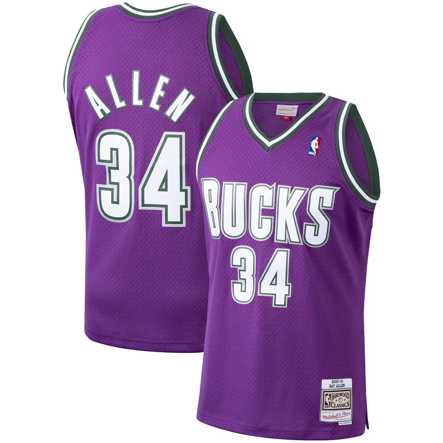 Ray Allen Milwaukee Bucks Mitchell & Ness 2000\/01 Hardwood Classics Swingman Jersey - Purple