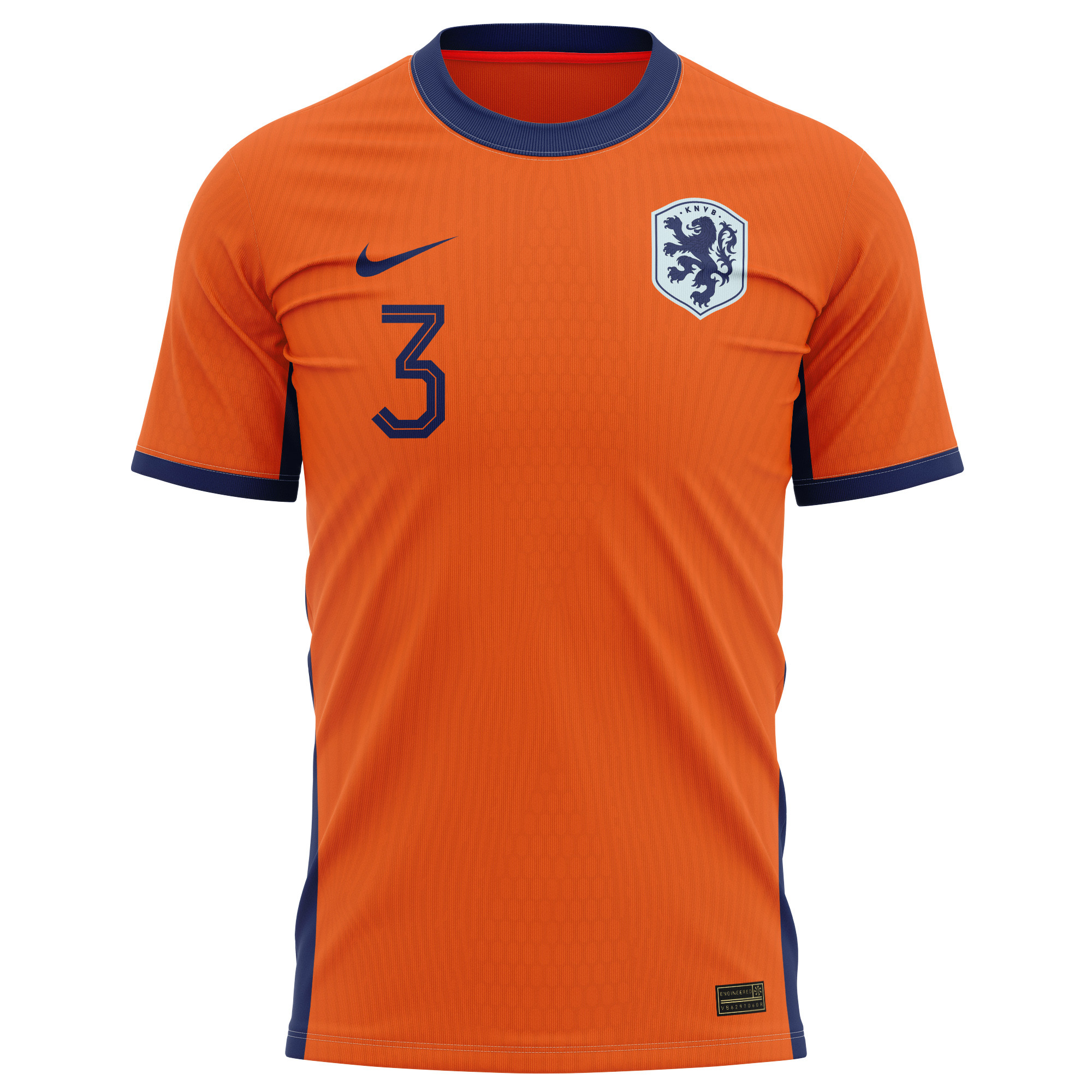 Micky van de Ven 3 Netherlands National Team 2024 Home Kits AOP T-shirt - Orange