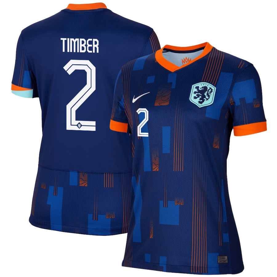 Jurriën Timber 2 Netherlands National Team 2024/25 Away WOMEN Jersey - Navy
