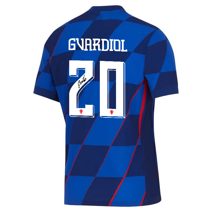 Joško Gvardiol 20 Signed Croatia National Team 2024 Away Men Jersey Autographed - Navy