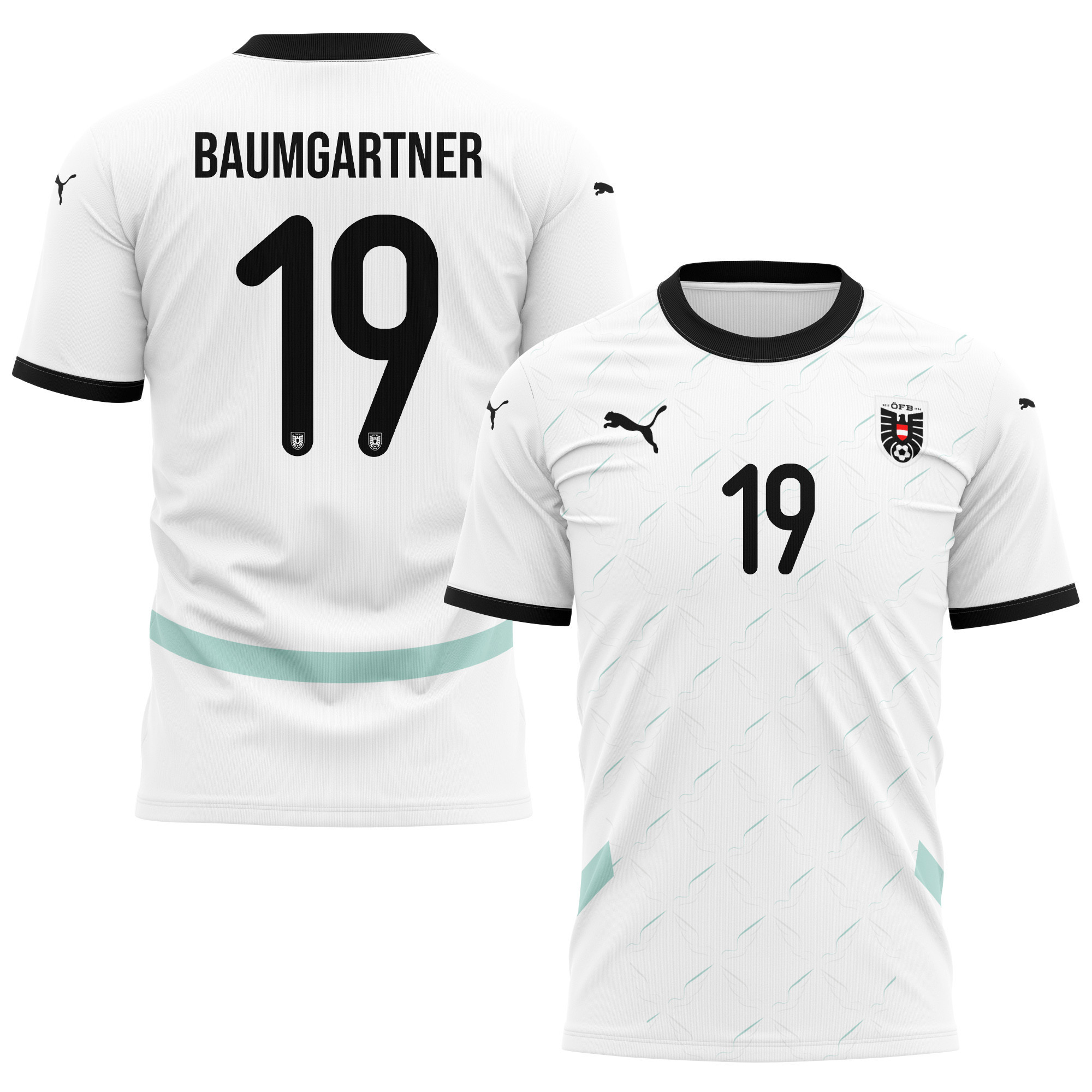 Christoph Baumgartner 19 Austria National Team 2024/25 Away Kits AOP T-shirt - White
