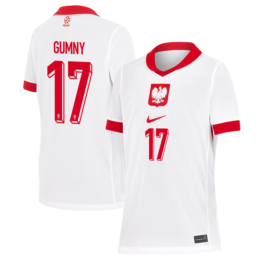 Robert Gumny 17 Poland National Team 2024/25 Home YOUTH Jersey - White