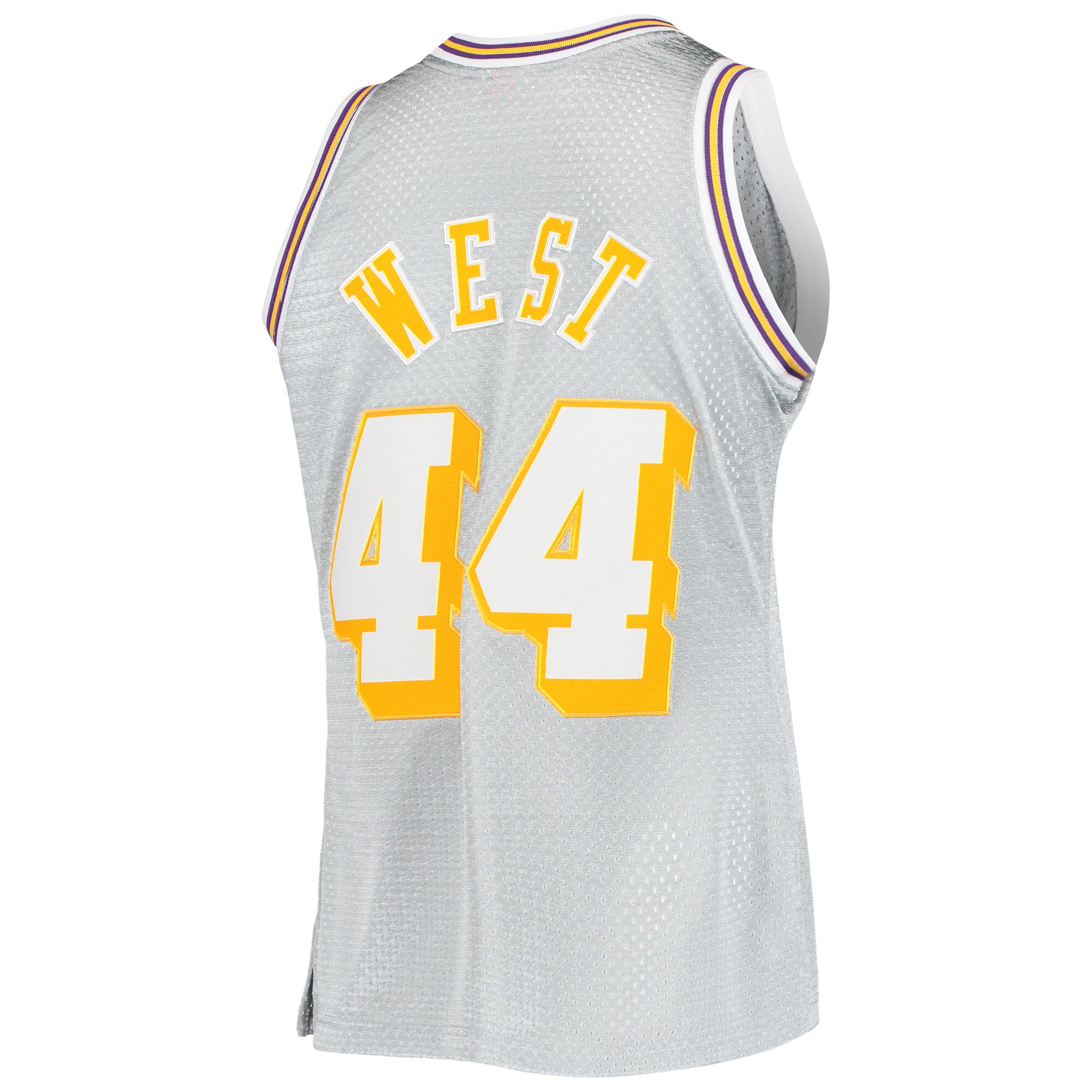 Jerry West Los Angeles Lakers Mitchell & Ness 75th Anniversary 1971\/72 Hardwood Classics Swingman Jersey - Silver
