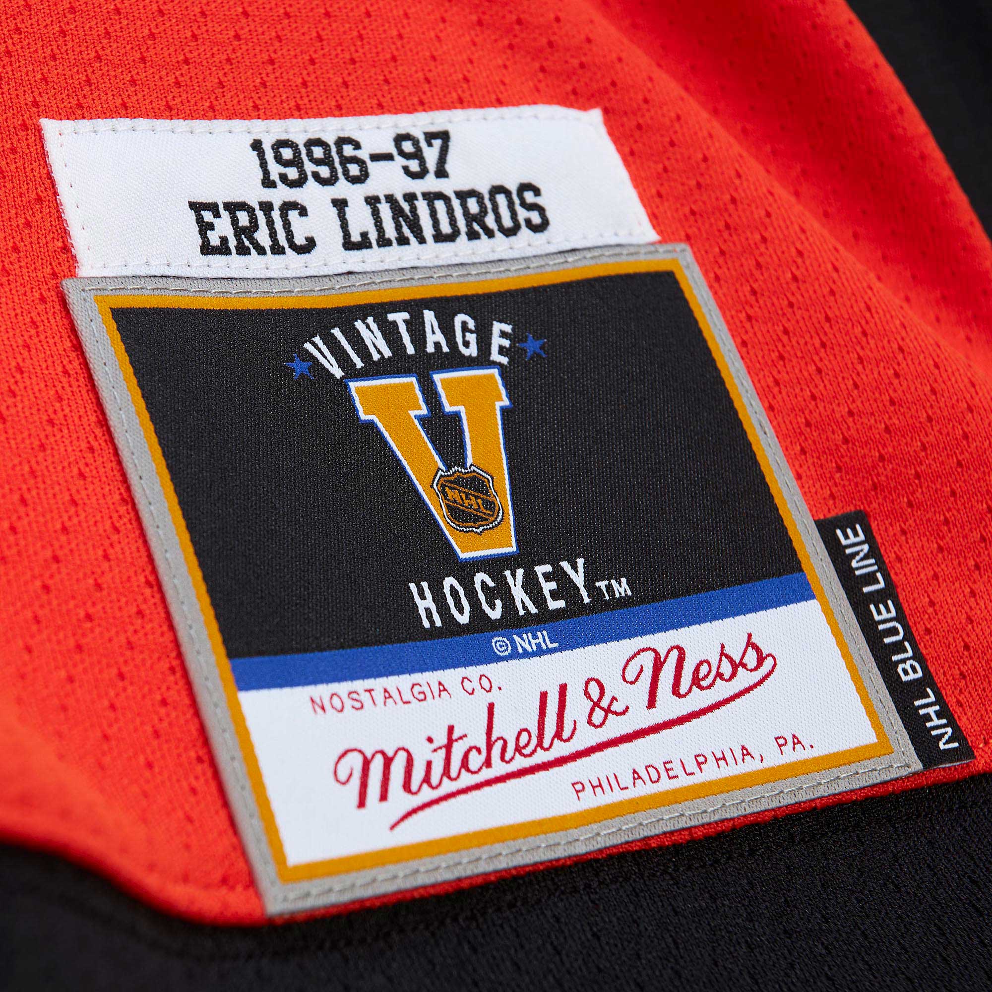 Eric Lindros Philadelphia Flyers Mitchell & Ness Captain Patch 1996\/97 Blue Line Player Jersey - Orange