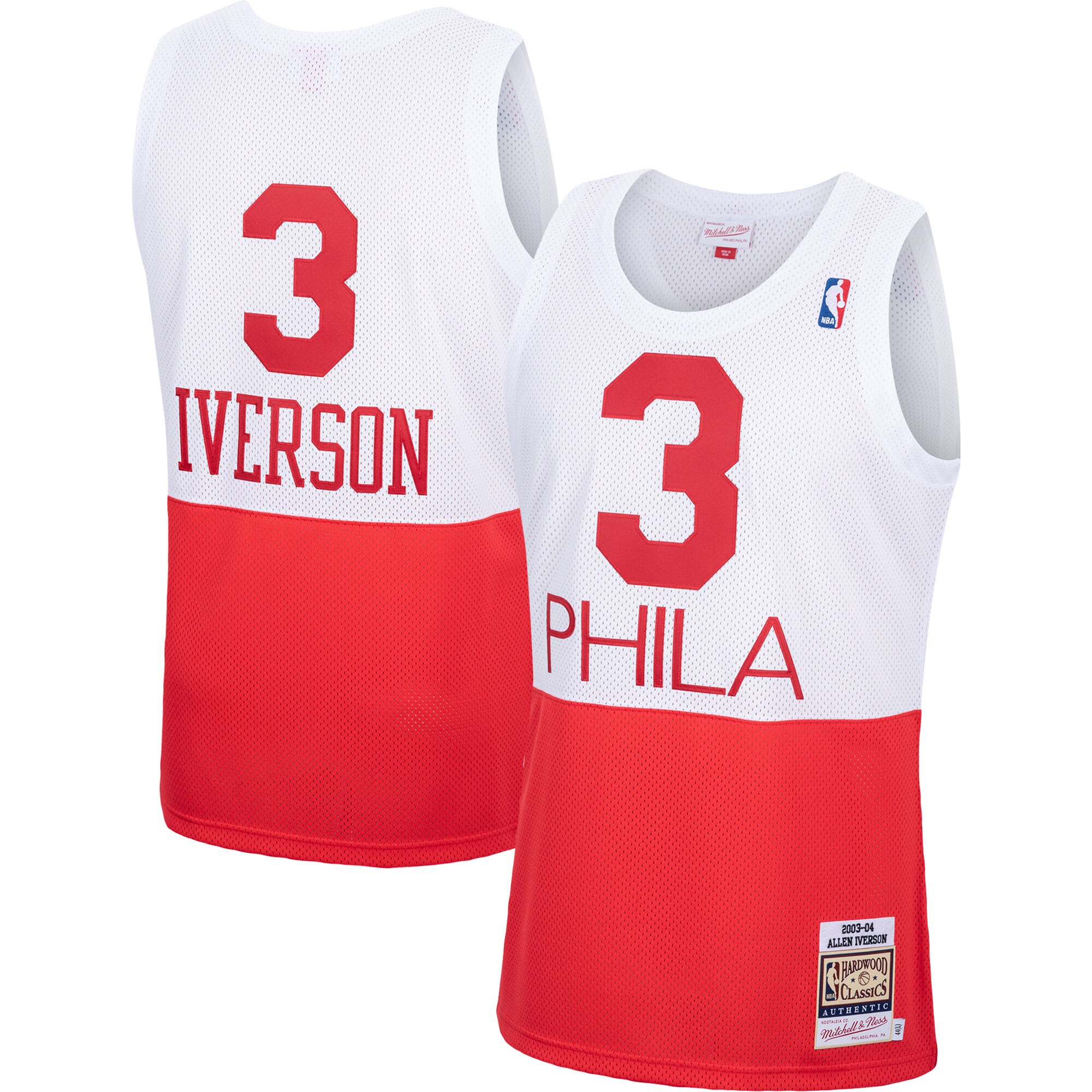 Allen Iverson Philadelphia 76ers Mitchell & Ness 2003\/04 Hardwood Classics Authentic Jersey - White