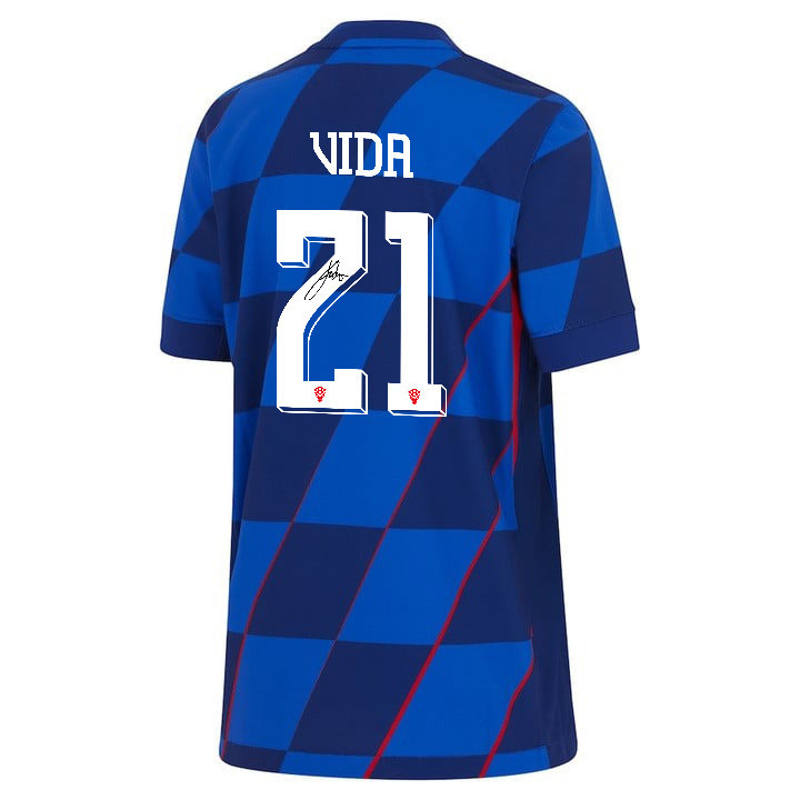 Domagoj Vida 21 Signed Croatia National Team 2024 Away YOUTH Jersey Autographed - Navy